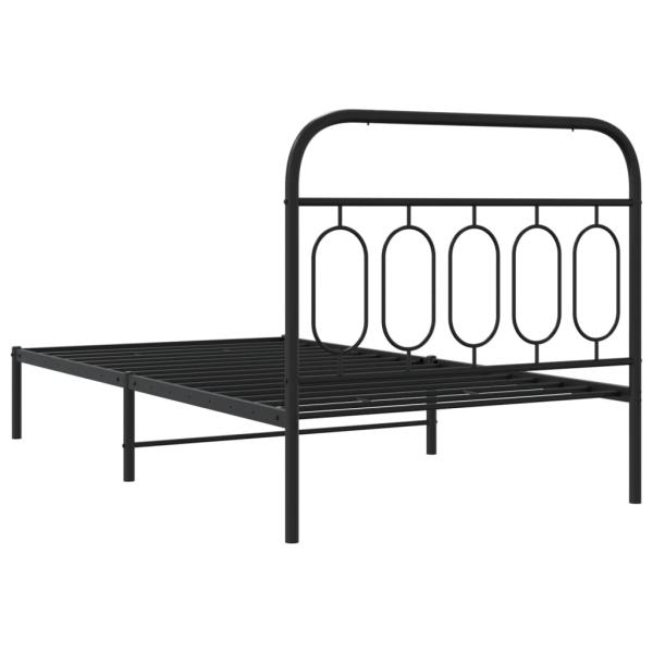 ARDEBO.de - Bettgestell mit Kopfteil Metall Schwarz 107x203 cm