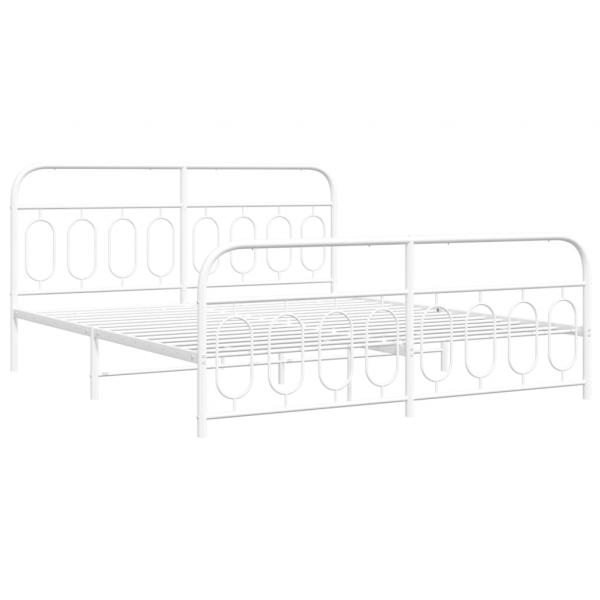 Bettgestell mit Kopf- und Fußteil Metall Weiß 160x200 cm