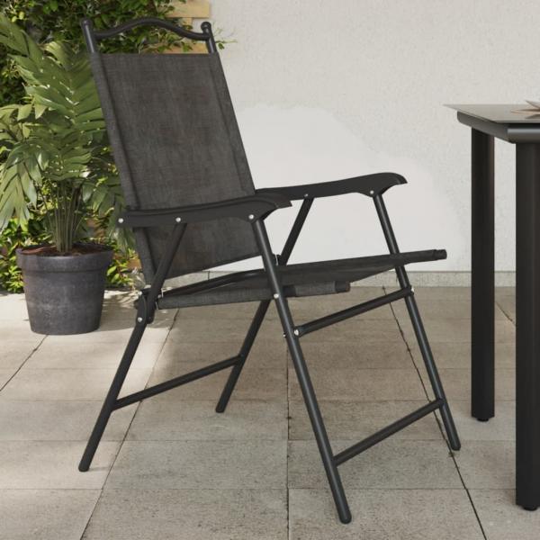ARDEBO.de - Klappbare Gartenstühle 2 Stk. Graumeliert Stahl und Textilene