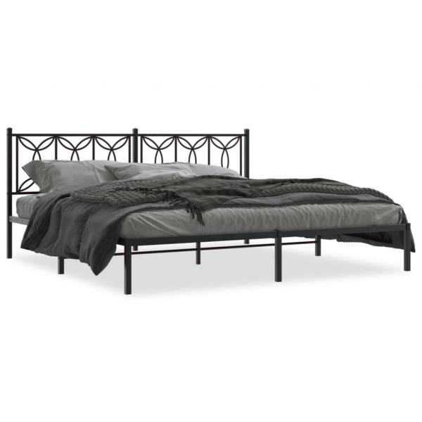 ARDEBO.de - Bettgestell mit Kopfteil Metall Schwarz 193x203 cm
