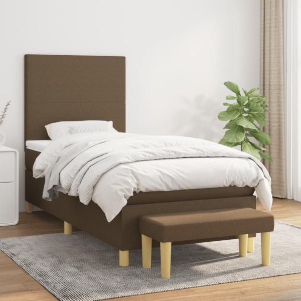 ARDEBO.de - Boxspringbett mit Matratze Dunkelbraun 90x200 cm Stoff