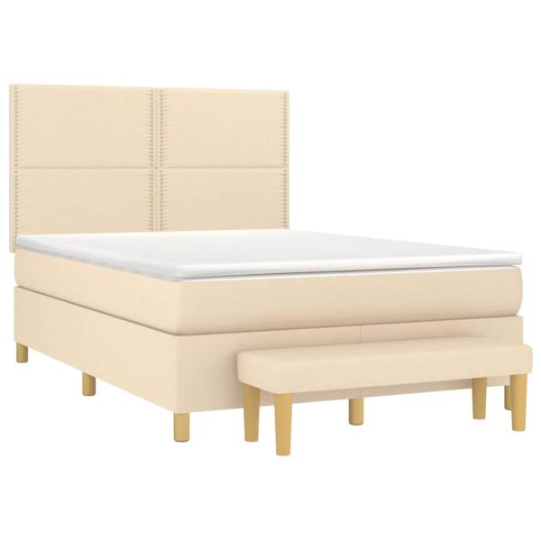 Boxspringbett mit Matratze Creme 140x190 cm Stoff