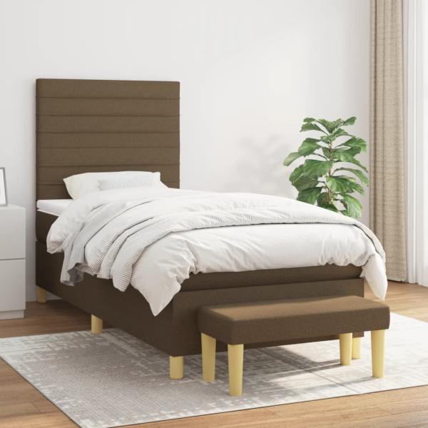 ARDEBO.de - Boxspringbett mit Matratze Dunkelbraun 80x200 cm Stoff