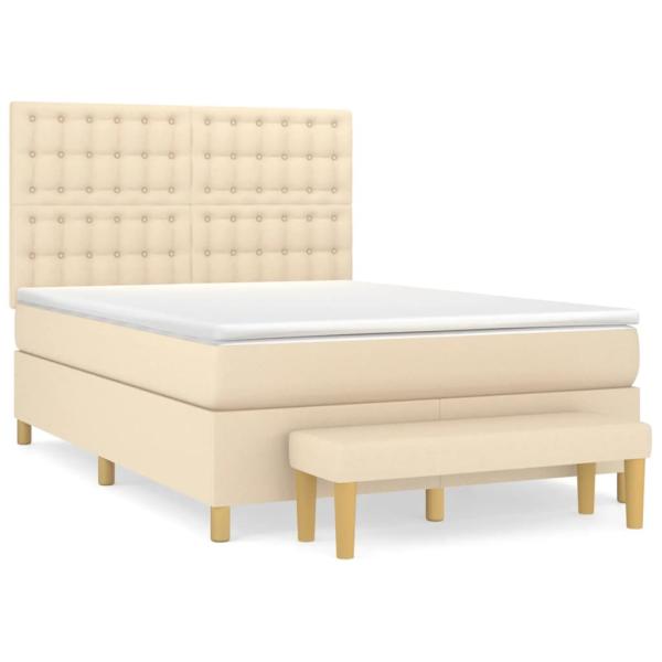 Boxspringbett mit Matratze Creme 140x190 cm Stoff