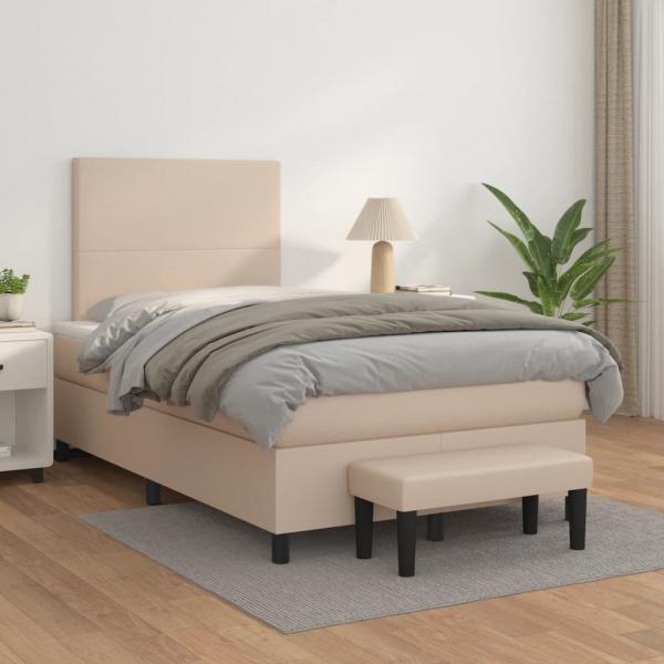 ARDEBO.de - Boxspringbett Matratze Cappuccino-Braun 120x200cm Kunstleder