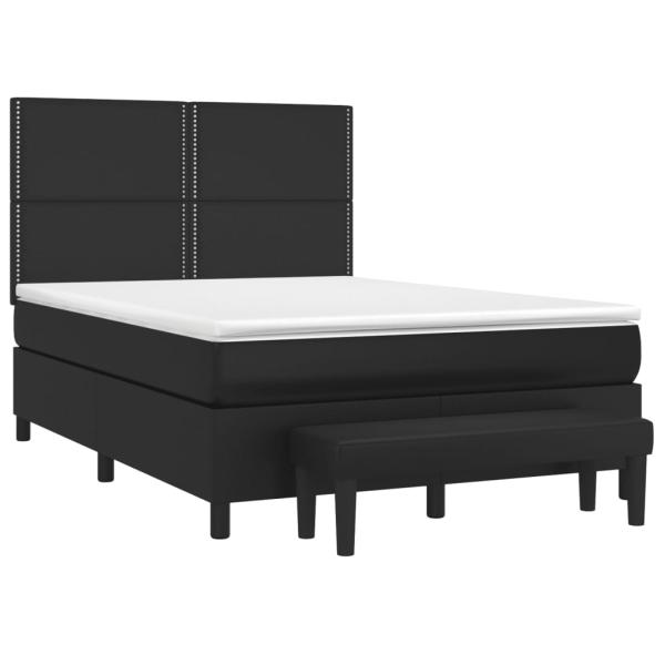 Boxspringbett mit Matratze Schwarz 140x190 cm Kunstleder