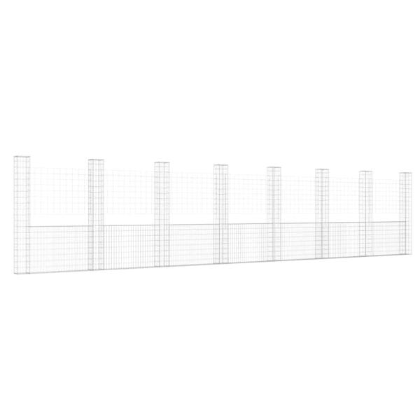 Gabionenkorb U-Form mit 8 Säulen Eisen 860x20x200 cm