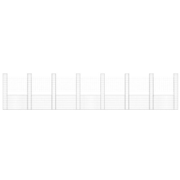Gabionenkorb U-Form mit 8 Säulen Eisen 860x20x200 cm