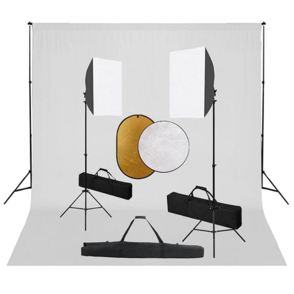 ARDEBO.de - Fotostudio-Set mit Softboxen, Hintergrundsystem und Reflektor