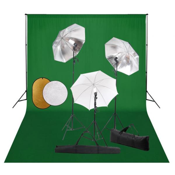ARDEBO.de - Fotostudio-Set mit Lampen, Schirmen, Hintergrund & Reflektor