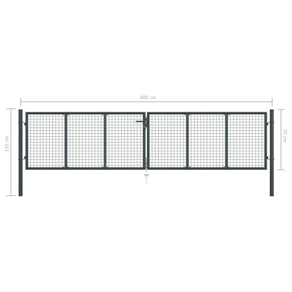 Mesh-Gartentor Verzinkter Stahl 400 x 125 cm Grau