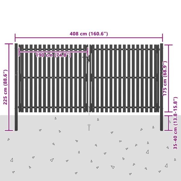 Gartentor Stahl 4x2,25 m Anthrazit
