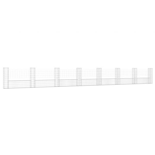 Gabionenkorb U-Form mit 8 Säulen Eisen 860x20x100 cm