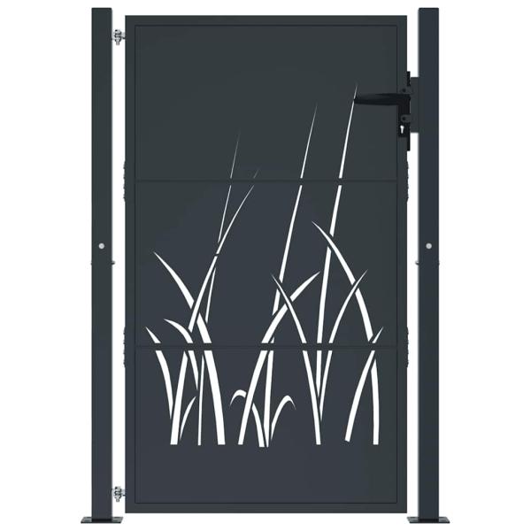 Gartentor Anthrazit 105x130 cm Stahl Gras-Design