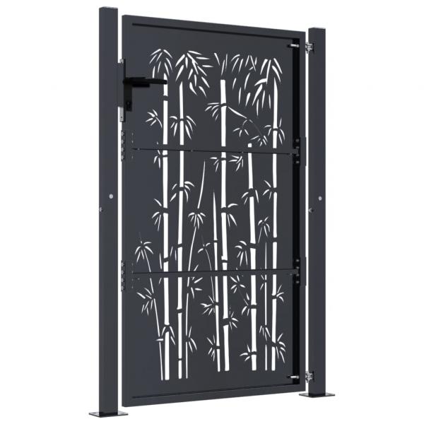 Gartentor Anthrazit 105x130 cm Stahl Bambus-Design