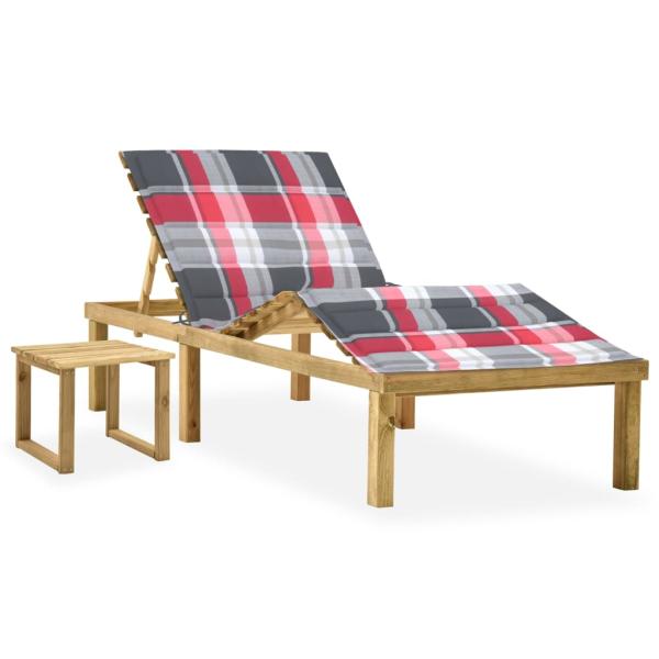 ARDEBO.de - Garten-Sonnenliege mit Tisch und Auflage Kiefer Imprägniert