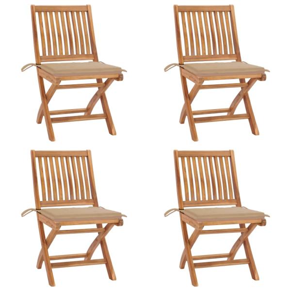 ARDEBO.de - Klappbare Gartenstühle mit Kissen 4 Stk. Massivholz Teak
