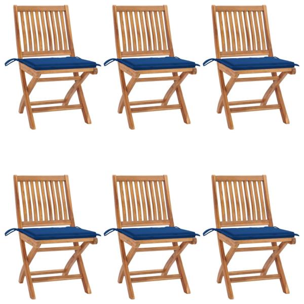 ARDEBO.de - Klappbare Gartenstühle mit Kissen 6 Stk. Massivholz Teak