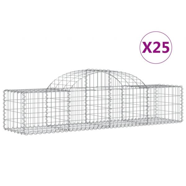Gabionen mit Hochbogen 25 Stk. 200x50x40/60 cm Verzinktes Eisen