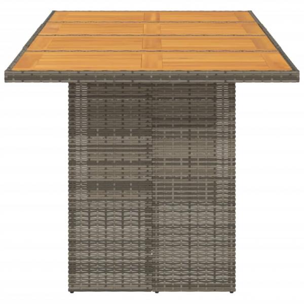 Gartentisch mit Akazienholz-Platte Grau 190x80x75cm Poly Rattan