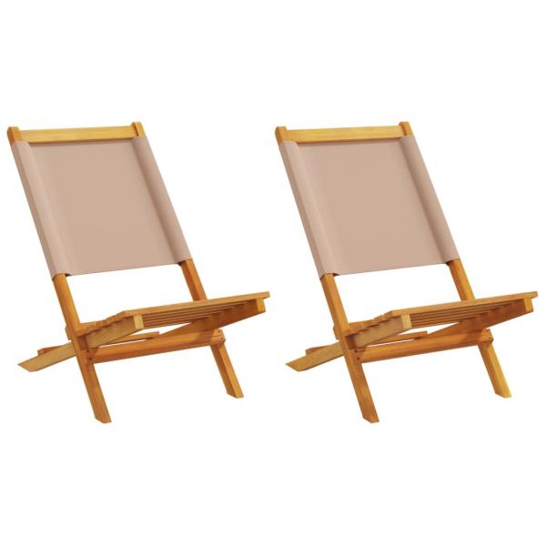 ARDEBO.de - Gartenstühle 2 Stk. Taupe Massivholz Akazie & Stoff