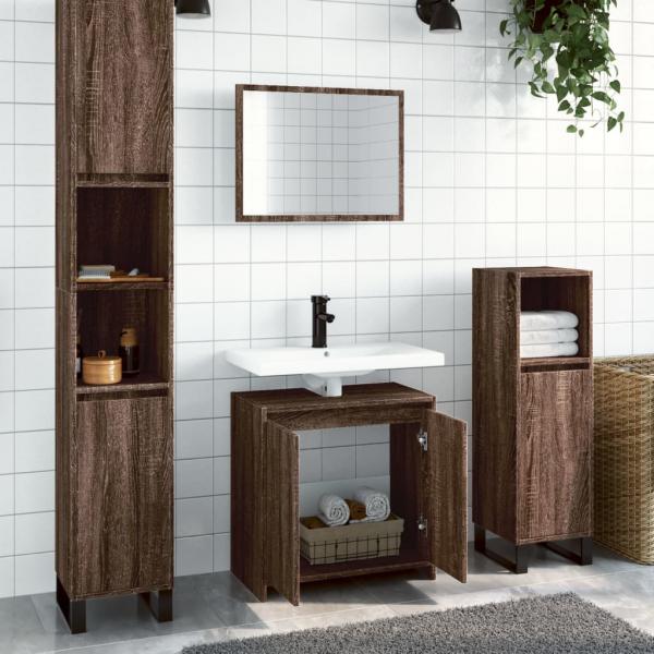 ARDEBO.de - 2-tlg. Badmöbel-Set Braun Eichen-Optik Holzwerkstoff