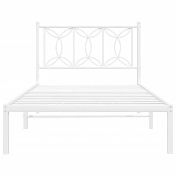 Bettgestell mit Kopfteil Metall Weiß 107x203 cm