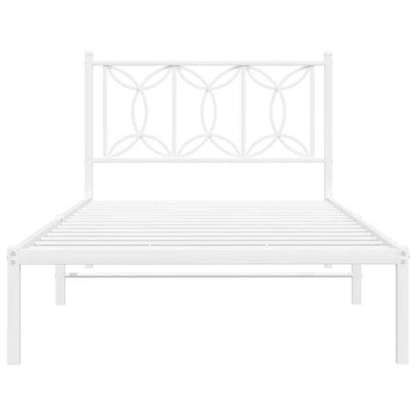 Bettgestell mit Kopfteil Metall Weiß 100x190 cm