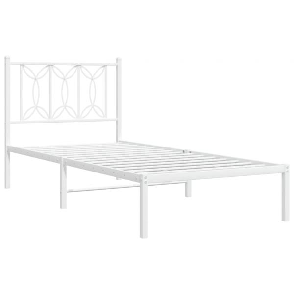 Bettgestell mit Kopfteil Metall Weiß 75x190 cm