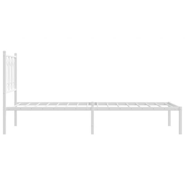 Bettgestell mit Kopfteil Metall Weiß 75x190 cm