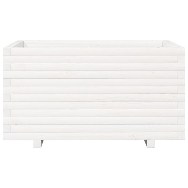 Pflanzkübel Weiß 90x60x49,5 cm Massivholz Kiefer