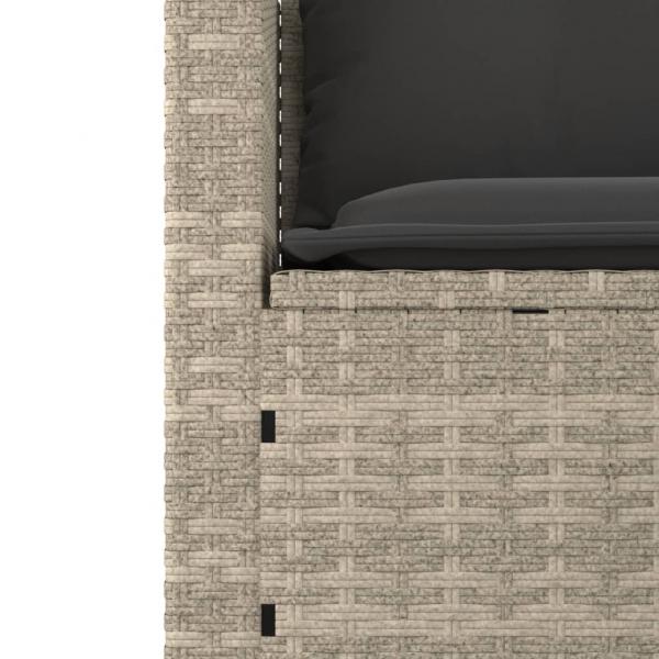 3-tlg. Garten-Sofagarnitur mit Kissen Hellgrau Poly Rattan