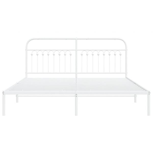Bettgestell mit Kopfteil Metall Weiß 183x213 cm
