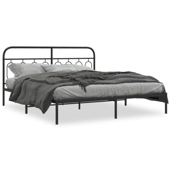 ARDEBO.de - Bettgestell mit Kopfteil Metall Schwarz 180x200 cm
