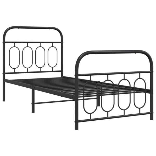 ARDEBO.de - Bettgestell mit Kopf- und Fußteil Metall Schwarz 90x200 cm