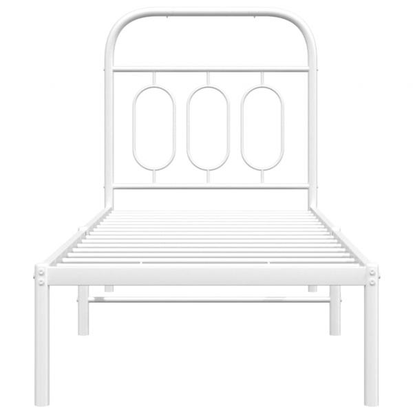 Bettgestell mit Kopfteil Metall Weiß 75x190 cm