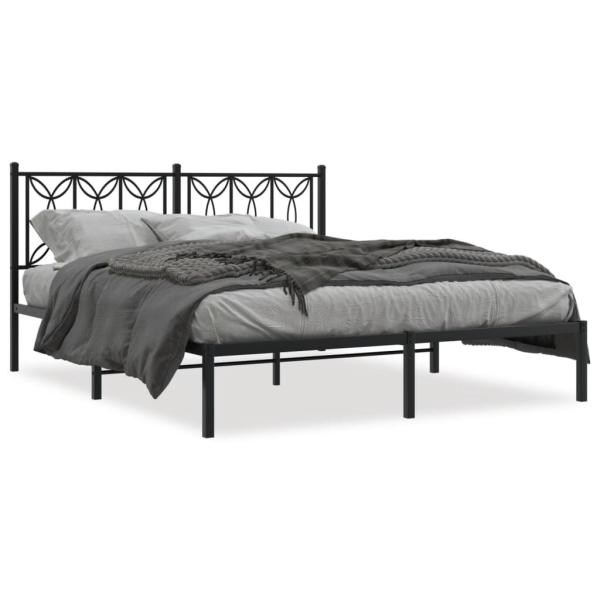 ARDEBO.de - Bettgestell mit Kopfteil Metall Schwarz 160x200 cm