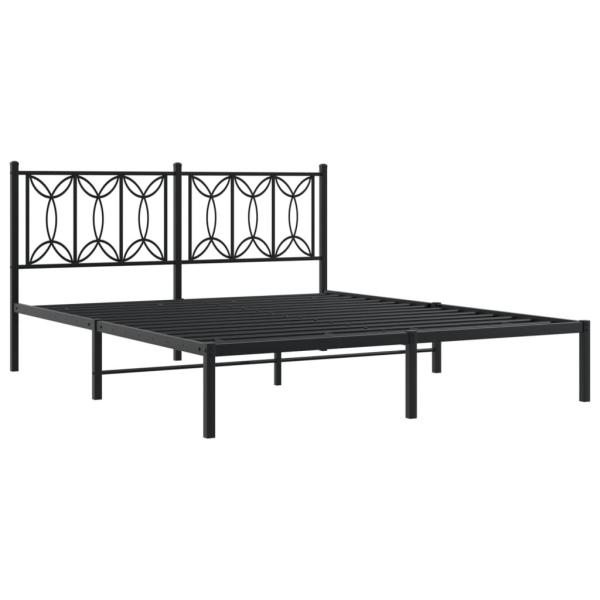 Bettgestell mit Kopfteil Metall Schwarz 160x200 cm