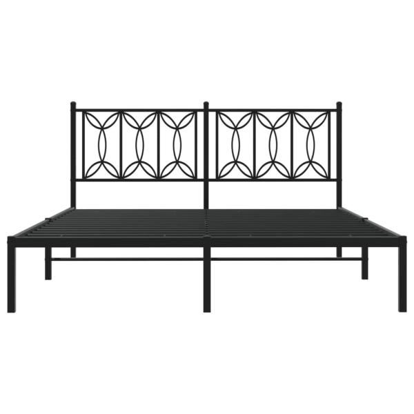 Bettgestell mit Kopfteil Metall Schwarz 160x200 cm