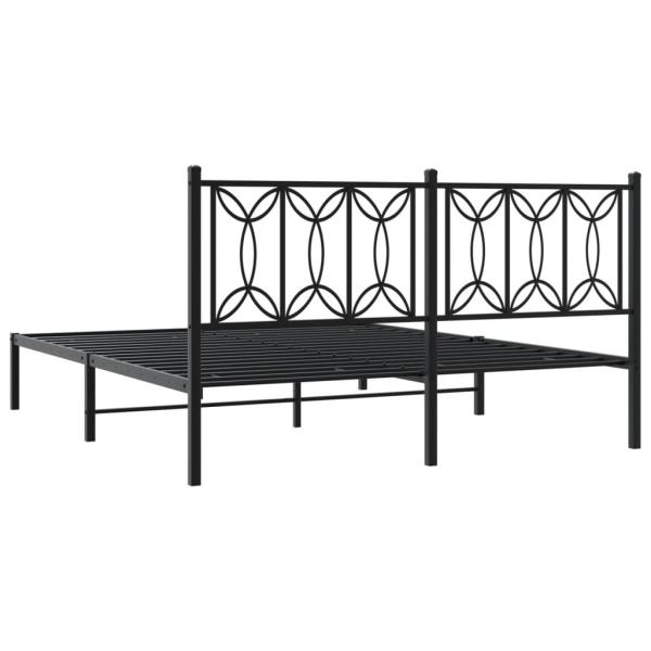 Bettgestell mit Kopfteil Metall Schwarz 160x200 cm