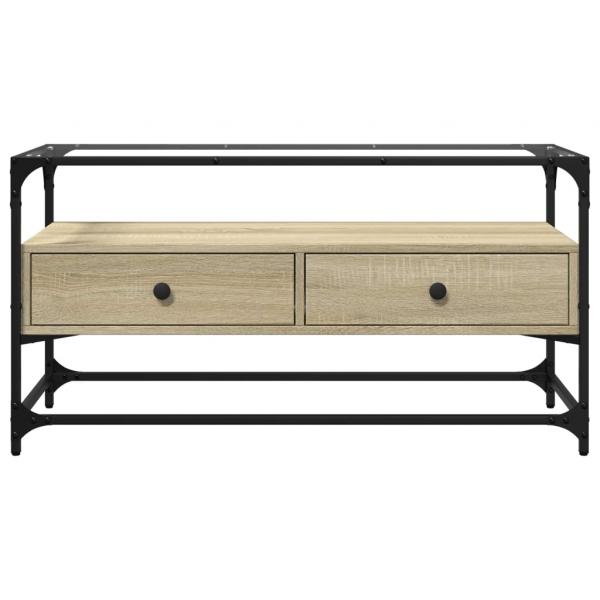 TV-Schrank mit Glasplatte Sonoma-Eiche 98x35x51cm Holzwerkstoff