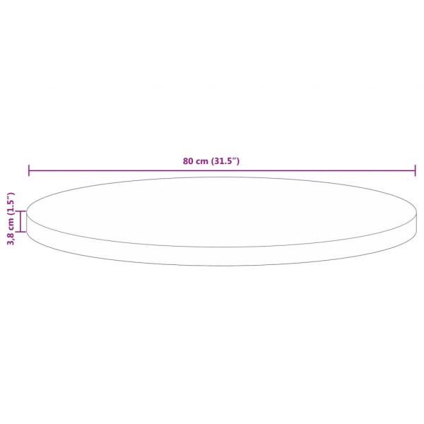 Tischplatte Ø 80x3,8 cm Rund Altholz Massiv