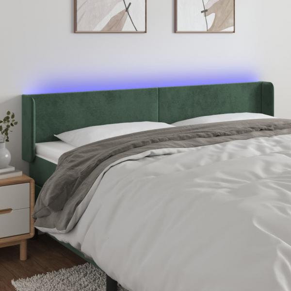 ARDEBO.de - LED Kopfteil Dunkelgrün 163x16x78/88 cm Samt