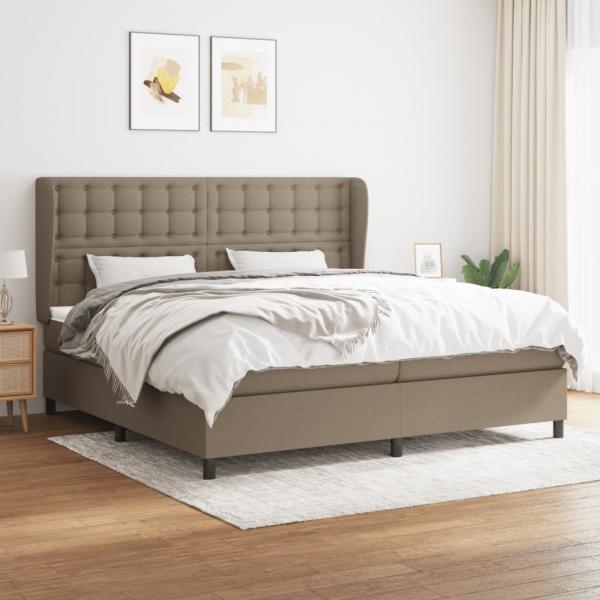 ARDEBO.de - Boxspringbett mit Matratze Taupe 200x200 cm Stoff