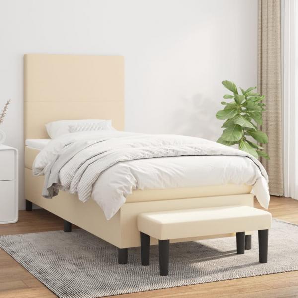 ARDEBO.de - Boxspringbett mit Matratze Creme 80x200 cm Stoff