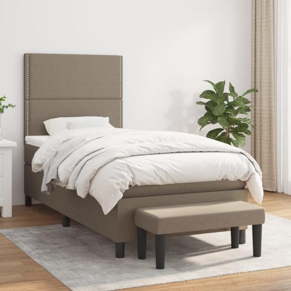 ARDEBO.de - Boxspringbett mit Matratze Taupe 80x200 cm Stoff