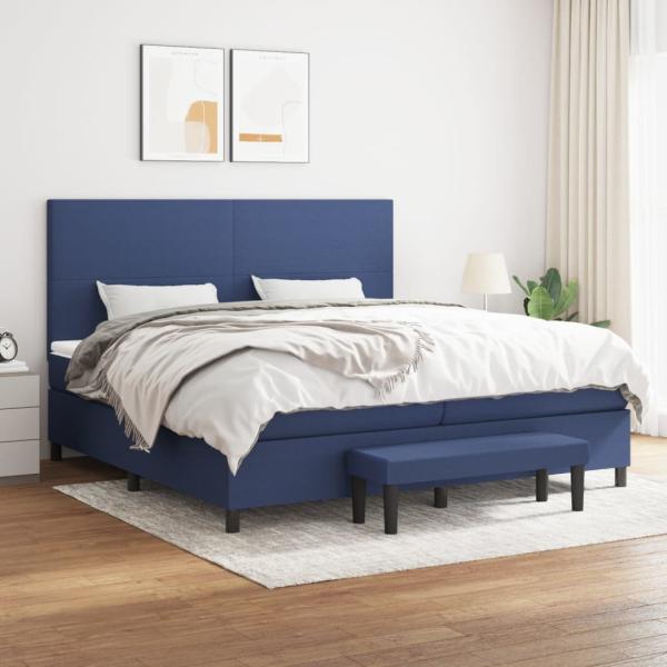 ARDEBO.de - Boxspringbett mit Matratze Blau 200x200 cm Stoff