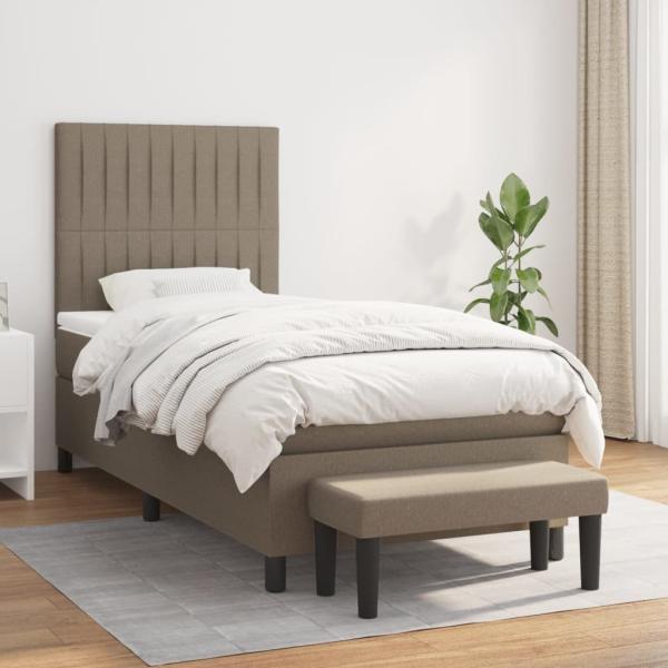 ARDEBO.de - Boxspringbett mit Matratze Taupe 90x190 cm Stoff
