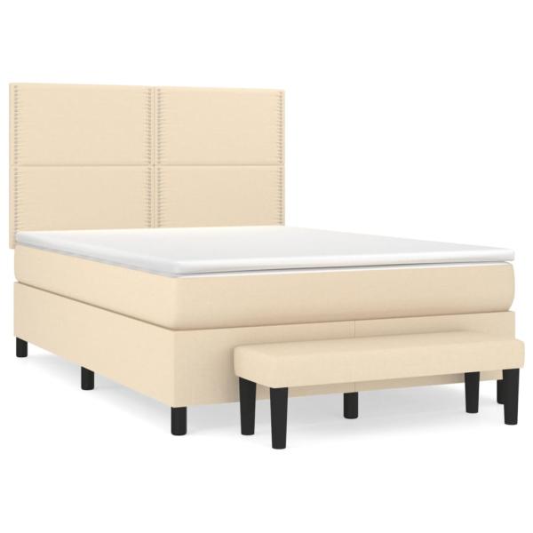Boxspringbett mit Matratze Creme 140x200 cm Stoff