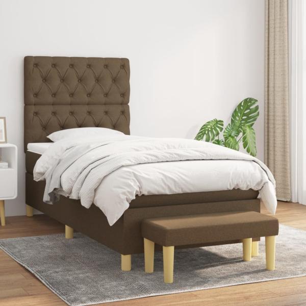 ARDEBO.de - Boxspringbett mit Matratze Dunkelbraun 80x200 cm Stoff
